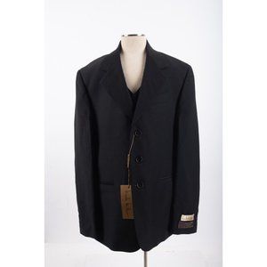 Nicole Miller Boys 3 Pc Jacket Pants Vest Suit Set Sz 16 Black super 100s NWT